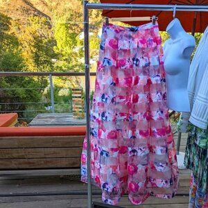 Macy's Formal High Waisted Full Skirt Pink Purple Blue Size 9 junior or 4 small
